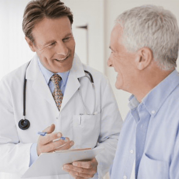 Doctor discusses Hemorrhoids with his patient.